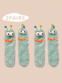 1/2/3 双女士趣味袜子、节日袜子、卡通袜子、毛绒袜子、节日袜子、中筒袜、大眼袜子、可爱袜子、保暖袜子 - 彩色 - 查看 20