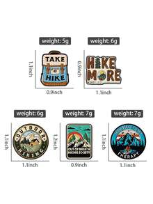 5入組牛仔朋克創意動物風景胸針服飾配件金屬徽章牛頭帽子靴子徽章