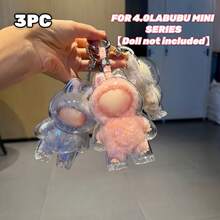 1个亚克力立式迷你展示盒，2025新款，适用于Mini Labubu4.0心形密码系列 - 防尘保护罩，适用于怪物娃娃.0、2.0、3.0、4.0系列收藏品，是收藏家、送礼者或情人节礼物的完美之选。[不含娃娃]