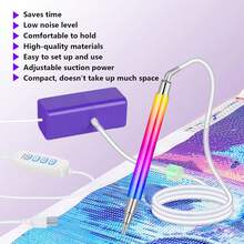 Electric Vacuum Diamond Paint Pen, Adjustable Suction Level, Diamond Art Painting Pen Without Wax, Diamond Painter Accessories Kit Tool For Setting AB Stones With Storage Tray(Purple) - 紫色 - 查看 2