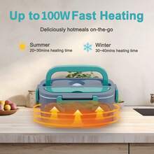 100W Electric Lunch Box Food Heater, Food Warmer For Car Truck Office, 1.5L Stainless Steel Self-Heated Lunchbox For Adult, Portable Heating Box With Adapters Fork Spoon Insulated Bag - 查看 2