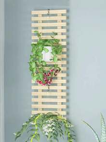 1pc Vintage Wooden Flower Rack, Wall Decor Trellis For Indoor Cafe, Fake Plant Holder - Multicolor - View 18