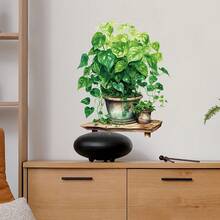 ملصق نباتات مزروعة واقعية - مصنوع من مادة الفينيل، مناسب لديكور جدران غرفة المعيشة أو غرفة النوم أو غرفة الدراسة، ملصقات ديكور الجدران