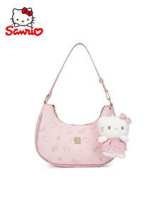 1pc Sanrio Hello Kitty Pink Underarm Shoulder Bag, Women's Handbag, Fashion Cosmetic And Storage Wallet With Pendant, Large Capacity, Synthetic Leather, Suitable For Daily Commute, Shopping, Holiday And Birthday Gifts, Christmas, Halloween , Bags Ladies Elegant - Multicolor - View 9