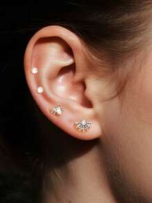 Conjunto de brincos femininos de 8/4 peças, elegante, com zircônia cúbica branca, formato de aranha e teia de aranha, adequado para perfurações do lóbulo da orelha, hélice, cóclea e trago, conjunto de brincos multifuncionais, perfeito para festas diárias, férias de lazer e presentes de feriado - Conjunto 6 - Ver 5