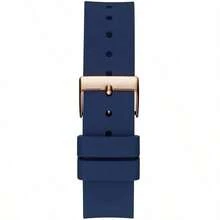 Guess Frontier W1160L1 Lady's Casual Luxury Silicone Strap Quartz Watch Gold Tone Round Dial With Crystal Day / Date Calendar Fashion Wrist Watch For Women Suitable For Daily Dinner Dating Wear Birthday Gift For Girlfriend