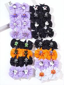 8pcs Kids Cute Floral Cartoon Creative Hair Clips, Fashionable Halloween Party Accessories, No Card Paper Packaging