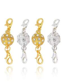 5/2件套珠宝制作扣环和挂钩。白色K色球形合金磁性扣环，可用于制作手链、项链装饰链节。磁性项链扣环、项链、钥匙扣配件、珠宝制作材料、手链制作套装、包包挂饰、磁性项链扣环。 - 銀色 - 查看 5