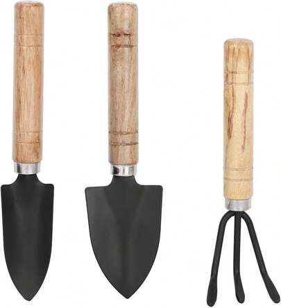Fdit Juego de 3 Herramientas para jardinería, Pala, rastrillo y palita para Plantar Flores en macetas