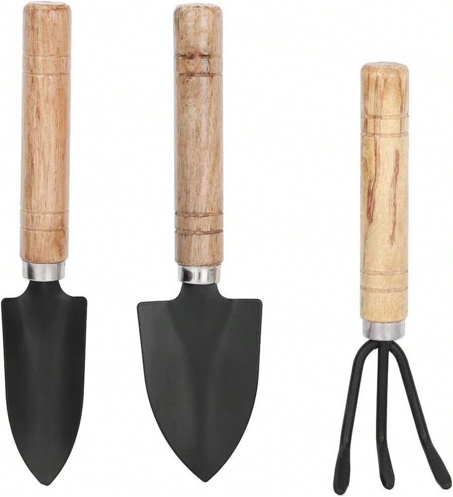 Fdit Juego de 3 Herramientas para jardinería, Pala, rastrillo y palita para Plantar Flores en macetas - 1 - Ver 1