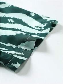 Men's Hawaiian Zebra Print Shirt Button Up Short Sleeve Collar Animal Print Shirt Tops Cheetah Print Topshalloween - 豹紋綠 - 查看 3