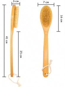 EcoGreen ®   – Cepillo Corporal Largo de Cerdas Naturales |   de Madera de Pera |   para Cepillado en o en Ducha |   Exfolia la Piel y Estimula la Circulación. - 1 - Ver 2