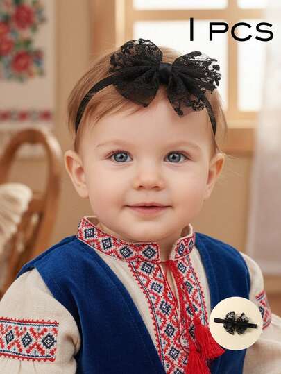 طقم إكسسوارات شعر سوداء ناعمة وقابلة للتمدد بدون خياطة، مناسبة للاستخدام اليومي للمواليد الجدد، قطعة واحدة