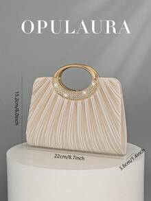 OpulAura 女士时尚闪亮水晶水钻晚宴手拿包，璀璨奢华水钻镶嵌正式礼服包，适合晚宴、派对、生日、婚礼等场合，可作为生日礼物、新年礼物等。 - 杏色 - 查看 3