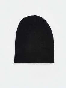 1pc Punk Style Rivet Decorated Knitted Hat, High-Quality Y2K Vintage Solid Black Warm Beanie, Fashionable Daily All-Winter Wear.
