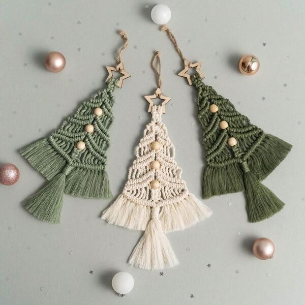 1pc Macrame Christmas Tree Decoration, Boho Christmas Wall Hanging, Macrame Party Decor Home Decor Christmas Decorations Room Decor