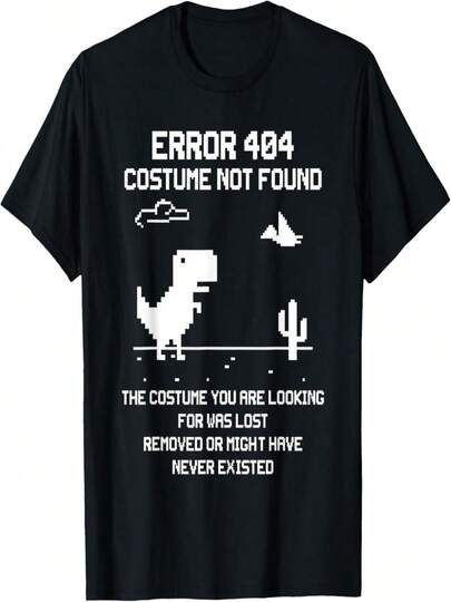 Dinosaur Error 404 Costume Not Found Code Halloween 2025 T-Shirt
