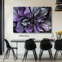 1pc 2D Flat Canvas Wall Art Print, Abstract Floral Purple And Grey Tones Serve As The Room's Aesthetic Wooden Frame Painting (1 Piece) Thickness 2. 5 Cm/ 1 Inch Framed Wall Art, Suitable For Home Decoration, Ideal New Year Gift, Birthday Gift, Halloween, Valentine's Day, Christmas Gift, Room Decoration, Wall Decoration, Autumn And Winter Wall Decoration, Living Room, Bedroom, Kitchen, Entrance, Bathroom, Corridor High-Quality Poster Wall Decoration, Modern Home Decoration - 紫色 - 查看 4