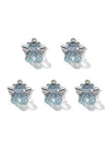 10/20pcs Random Blue Tone Ocean Colored Rhinestone Cross & Heart Shaped Pendant DIY Necklace Bracelet Jewelry Gift For Women