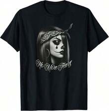 No More Tears Chicana Tattoo Chola  Clown Gangster T-Shirt@DIS Gifts For Boyfriendgraphic Tees Men Shirts Streetwear White Shirt Black Shirt - màu đen - Xem 1
