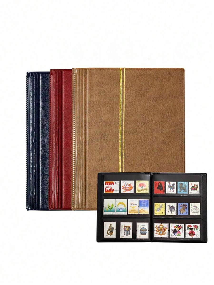 Small Stamp Collecting Album,Generic Themed Stamps Collection And Protection,Enhance Your Philatelic Collection With Postmarked Stamps In A Compact And Elegant Album,Perfect For Stamps Storage And Display,Collector's Gift With Organized Page Layout - Multicolor - View 1