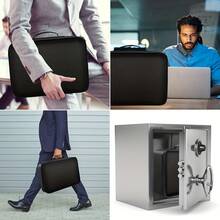 1 szt. Ognioodporny i wodoodporny organizer na dokumenty z zamkiem szyfrowym – 3-warstwowy przenośny schowek na dokumenty, laptopa, certyfikaty, podróże i do użytku domowego – lekki, czarny, artykuły biurowe, schowek na dokumenty, organizer osobisty, przenośny schowek na dokumenty, wodoodporny schowek