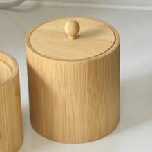 Salt Box Bamboo Salt Container With Handle To Easily Open And Seal Salt Cellar For Storing Salt Pepper Sugar Herbs Small Spice Box - Bamboo Wood Color - View 10