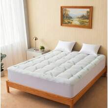 Cooling Bamboo Mattress Topper Pad With Pillow - Extra Thick Quilted, Breathable Hotel Quality, Deep Pocket Fits 8-21 Inch Mattress, Machine Washable, Geometric Pattern - Green - View 2