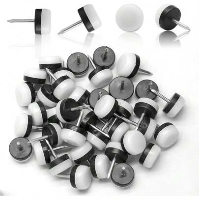 40 PCS Nail In Furniture Glides 18mm Nylon Chair Glides For Wood Floors, Plastic Table Leg Protectors Chair Feet Sliders, Plastic Table Legs Tack On Furniture Pads For Hardwood Floors
