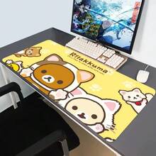 Kawaii Game Rubber Mat Cute Mousepad Non-Slip Table Mat Anime Pink Rilakkuma Office Computer Accessories Speed Desktop Mouse Pad - BLACK-4 - 查看 8