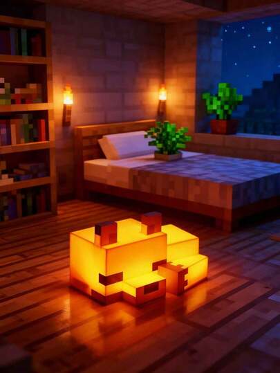 Minecraft 1 pezzo Luce notturna a forma di volpe, lampada a tema del gioco MC, luce decorativa da parete atmosferica, viene fornita con cavo di ricarica, può essere posizionata ovunque, piena di atmosfera nostalgica dei pixel, perfetta come regalo divertente per la Festa di San Valentino o decorazione natalizia per mamma, papà, nonna, padre, insegnante, sorella, fratello o fidanzata!