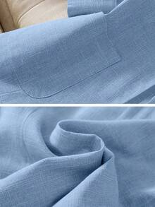 2026 Early Spring Curated Collection Lapel Neck Single Button Blazer For Dailywear Women's Notched Lapel Single-Breasted Minimalist Blazer Half Sleeve H-Line Jacket With Pockets Casual & Office Wear For Spring&Fall Transitional Season Style,Polished Relaxed Commute,Soft Elegant Mix-And-Match,Dual Office-Leisure Wear Short-Sleeve Blazer Silhouette,Textured Lightweight Fabric,Waist-Fitted Single-Button,Rolled-Sleeve Detail Light-Tone Layering,Basic-Item Compatibility,Soft Element Contrast (Blazer + Dress/Casual Wear) - 藍色 - 查看 4