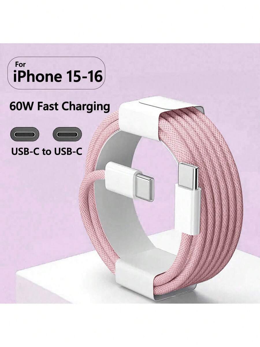 60W Type C To Type C Cable, 1-2pcs Compatible With Iphone 16/15 Fast Charging Cable USB-C To USBC Power Cord Compatible With Iphone 16/15 Pro Plus Pro Max IPad/IPad Pro 12.9/11, Compatible With Samsung Galaxy S25 S24 S23 S22 S21 S20 Ultra S10(White)