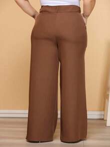 Kit 2 Long Plus Size Fashion Pants With Pockets High Waist Belly Support - 焦糖色和黑色 - 查看 4