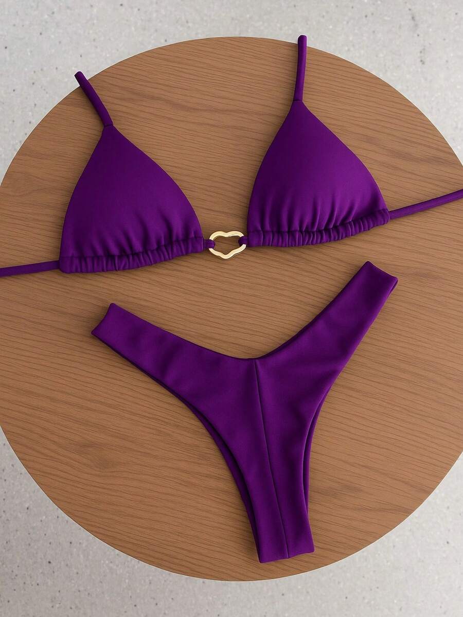 Simple Elegant Backless/Backless Tie Back Holiday Beach - Morado - Ver 1