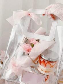 1 件厚透明 PVC 礼品袋，婚礼礼品 Candyx 手提包，礼品纪念品袋 - 透明 - 查看 7