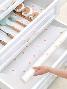 1/5 Rolle transparenter weißer Gänseblümchen-Muster verstärkter Schrankeinsatz, nicht klebend, Schubladenmatte, rutschfester Schrankeinsatz, waschbare EVA Kühlschrankunterlage - Grau - Übersicht 1