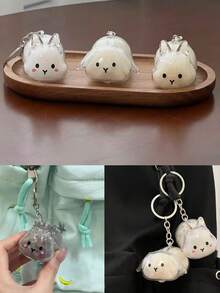 1pc Rabbit Hair Storage Holder Transparent Keychain, Pet Hair Collection Commemorative Rabbit Shaped Gashapon Pendant