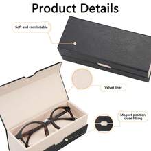 The New Double-Layer Glasses Storage Box Can Hold Two Pairs Of Glasses, A Large-Capacity Anti-Stress Glasses Case, And A Stylish And Portable Sunglasses Case Made Of PUI Materialtravel Essentials Travel Accessories Travel Bag For Vacation Holiday Back To School School Stuff Sunglasses Women - Nhiều màu - Xem 4