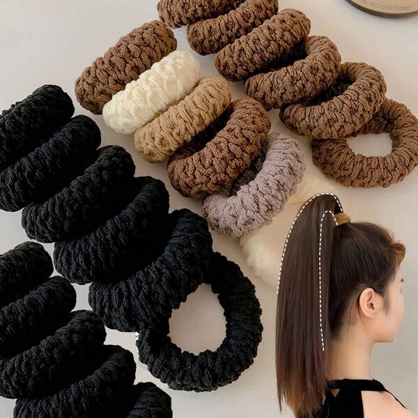 10pcs Thick Hair Scrunchies - High Elastic Hair Ties, Wide Scrunchies Suitable For Ponytail And Bun, Retro Minimalist Design, 10 Different Colors (Black/Beige/White/Brown), Multifunctional Hair Scrunchies | Textured Hair Ties | High Elasticity Hair Ties Hair, Hair Accessory, Hair Accessories,Accessories, Hair Accessories For Women,Fall,Travel, Hair Tools,Accessories Women, Hair Stuff,Curly Hair,Scrunchies,Scrunchie,Scrunchies Hair,Curly Hair Accessories,Gifts,Travel,Gifts For Women,Hair Stuff,Stocking Stuffers