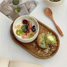 1pc Wooden Tray, Fruit Plate, Dessert Dish, Coffee And Milk Wooden Tray, Cheese Plate, Wooden Tea Tray, Bread Plate For Holding Sandwiches, Snacks, Desserts, Salad - Easy To Clean, Multi-Purpose Serving Platter - Yellow - View 16