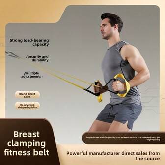 1 Pair Chest Strap Handles Fitness Resistance Bands Strength Training Gear, Pilates Exercise Handles Chest Strap