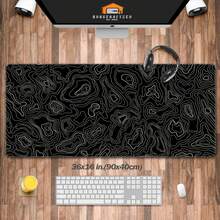 Large Gaming Mouse Pad With Stitched Edges, Minimalist Topographic Map Desk Mat, Extended XL Mousepad With Anti-Slip Base, Cool Desk Pad Professional Large Mouse Pad & Computer Game Mouse Mat (15.75*35.43In ,90*40Cm ) - White(Rubber) - View 6