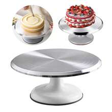 Soporte Giratorio Para Decoración De Tartas, 10 Pulgadas Plato Giratorio Para Tartas Soporte, Plato Giratorio Profesional Giratorio Para Tartas De Rodamiento, Para Chefs Para Suministros De Decoración De Tartas (Blanco) - Blanco - Ver 11