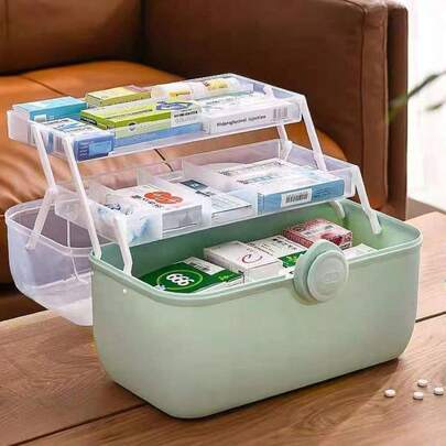 Large Capacity Family Medicine Organizer Box Portable First Aid Kit Medicine Storage Container Family Emergency Kit Box