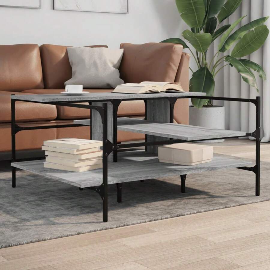 Coffee Table Grey Sonoma 100x100x48.5 Cm Engineered Wood - Grey - View 1