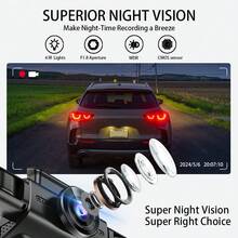 Reletech 4K Ultra HD Night Vision 4-Lens Car Dash Cam, 3-Inch Screen, 360° Panoramic Parking Monitoring, WiFi Smartphone Sync, Rear View Camera, Wide Angle Lens