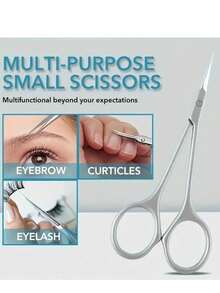 1pc Ergonomic Stainless Steel Nail Scissors - Precision Curved, Non-Slip Handle, Rainbow Color Finish, Suitable For Nail & Eyebrow Care, Unscented, Suitable For Both Hands, Multipurpose, Applicable For Eyelash Trimming