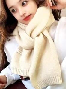 1 Peça Lenço Grosso e Quente de Tricô Liso para Mulheres, Decoração de Aquecedor de Pescoço, Adequado como Acessório de Inverno para Mulheres