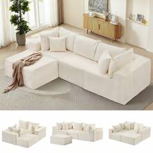 104" Modular Sectional Sofa, Modern L Shaped Cloud Couch With Deep Seats & Chaise &4 Seater Couch -  DIY Combination Sectional Couches, Ideal Couches For Living Room Bedroom - Màu be - Xem 10